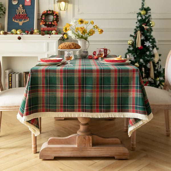 Plaid Fabric Tablecloth | Classic English Red And Green For Dining Party Decoration 120*160Cm Table Cloths