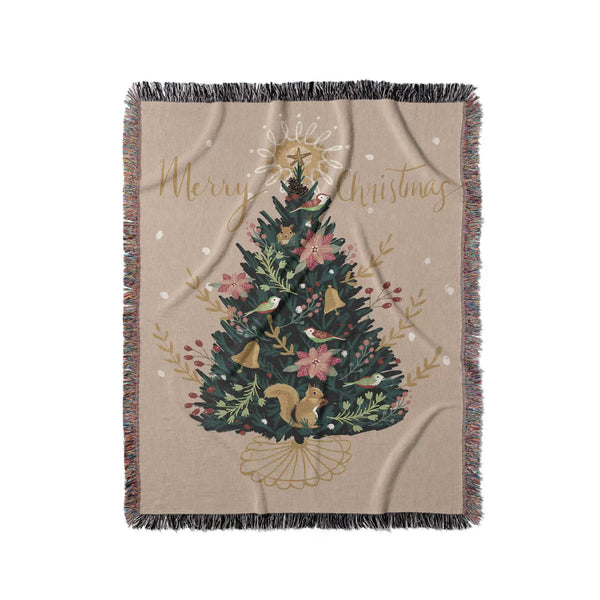 Off White Christmas Tree Throw Blanket | Festive Sofa Cover For Holiday Decor 110X160cm Throws & Afghans
