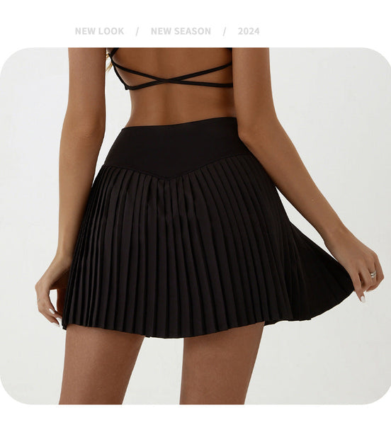 High Waist Black Pleated Skirt | Built In Shorts To Prevent Exposure Suitable For Yoga Badminton And Golf Size Xs Activewear Skirts & Skorts