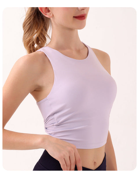 Purple Summer Elastic Running Sports Vest With Padded Bra Sleeveless Yoga Tank Top Sports Bras