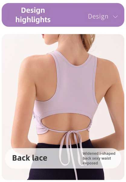 Purple Summer Elastic Running Sports Vest With Padded Bra Sleeveless Yoga Tank Top Sports Bras