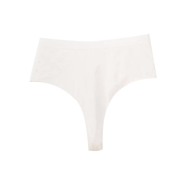 3 Pcs White+Black+Blue Aster High Waisted Solid Colour Cotton Comfort Plus Size Tummy Control Thong Panties For Women Erotic Panties