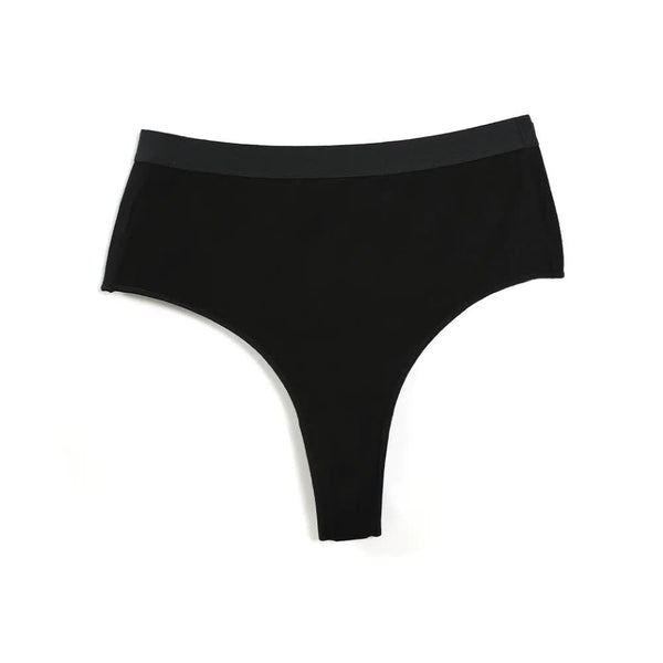 3 Pcs White+Black+Blue Aster High Waisted Solid Colour Cotton Comfort Plus Size Tummy Control Thong Panties For Women Erotic Panties