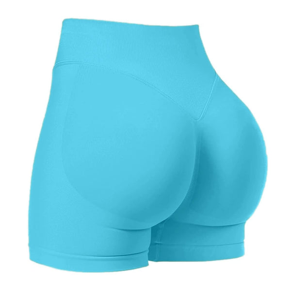 Elosung Glacier Blue High Waisted Yoga Shorts For Women Butt Lifting Fitness Running Sports Leggings Workout Size Activewear Shorts