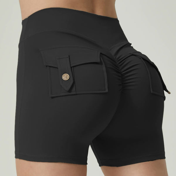 Black High Waisted Yoga Shorts With Pockets For Women Butt Lifting Breathable And Comfortable Activewear Activewear Shorts