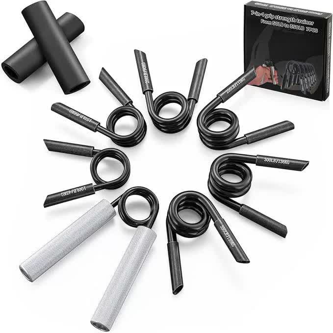 7 In 1 Aluminum Metal Grip Strength Trainer Set With Adjustable Resistance Wrist Finger And Arm Exercisei50lb 350Lbi Resistance Trainers