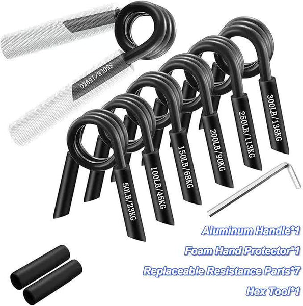 7 In 1 Aluminum Metal Grip Strength Trainer Set With Adjustable Resistance Wrist Finger And Arm Exercisei50lb 350Lbi Resistance Trainers