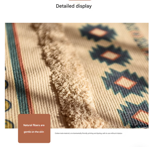 Handwoven Cotton Tassel Floor Rug For Bedroom Or Living Room|Soft Modern Geometric Design60x90cm Rugs