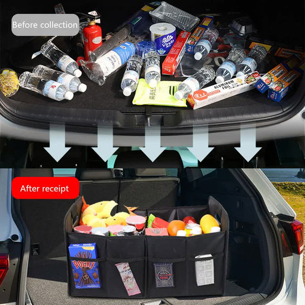 Elosung Foldable Fabric Car Trunk Organizer Collapsible Storage Box For Vehicle Organization 60X37x31cm Car Organisers