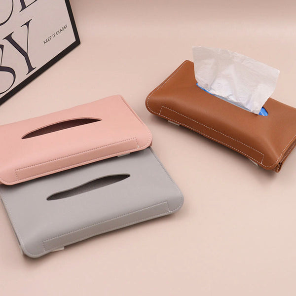 2 Pcs Car Sun Visor Tissue Holder Pu Leather Napkin Dispenser For Vehicle Interior Car Organisers
