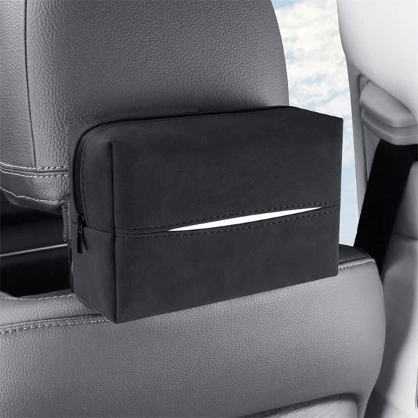 Elosung 2 Pcs Black Stylish Car Tissue Box For Seat Back Interior Pack Armrest Sun Visor 18.5X12.5X7cm Other Car Interior