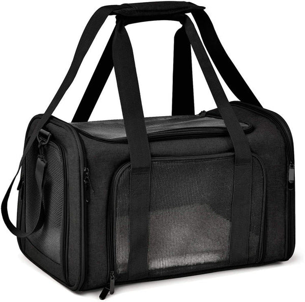 Black Pet Travel Carrier Bag Foldable Durable And Comfortable For Small Dogs & Cats 40Cmx25cmx25cm Pet Transport