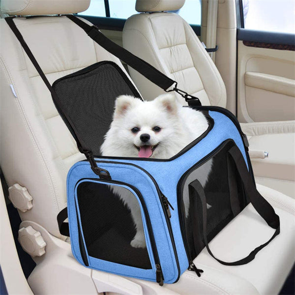 Blue Pet Travel Carrier Bag Foldable Durable And Comfortable For Small Dogs & Cats 40Cmx25cmx25cm Pet Transport