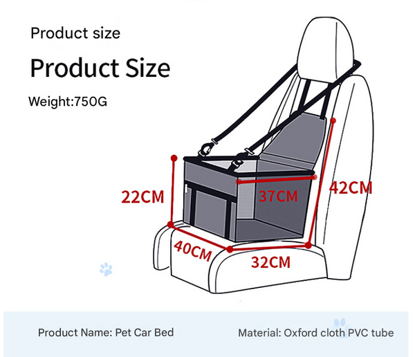 Black And Grey Portable Pet Car Seat For Dogs Cats Adjustable Cover Travel Carrier With Safety Belt Pet Transport