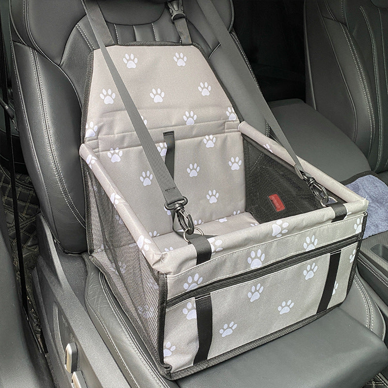 Gray Footprints Portable Pet Car Seat For Dogs Cats Adjustable Cover Carrier With Safety Belt Pet Transport