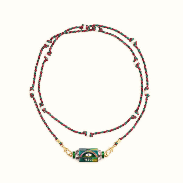 Veile Studios Mystical Tarot Charm Necklace Boho Pendant Green Eye Pattern Necklaces & Pendants