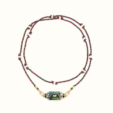 Veile Studios Mystical Tarot Charm Necklace Boho Pendant Green Eye Pattern Necklaces & Pendants