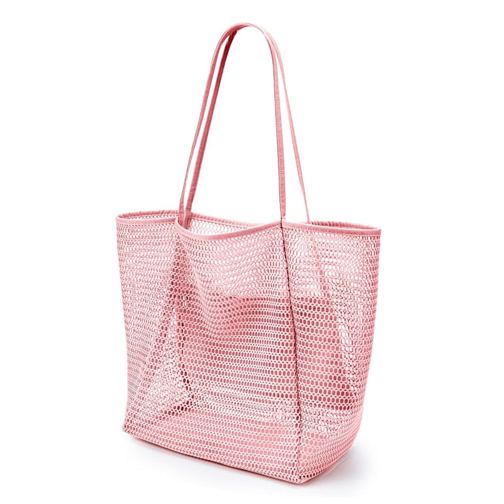 2 Pcs Pink Casual Mesh Tote Bag Shoulder For Beach & Travel 35X17x37cm Women's Bags & Handbags