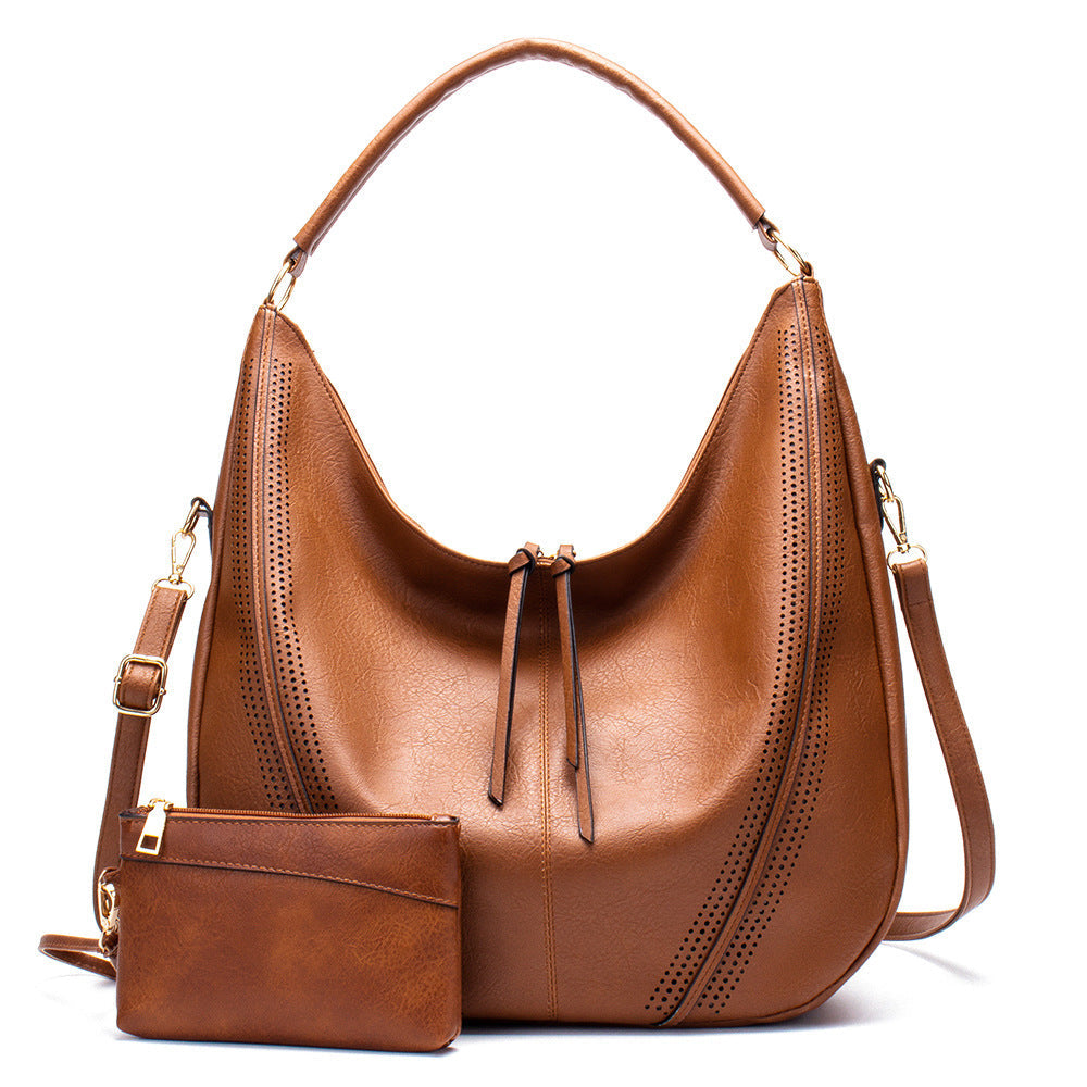 Brown Faux Leather Hobo Bag Large Shoulder Tote With Coin Purse Women's Bags & Handbags