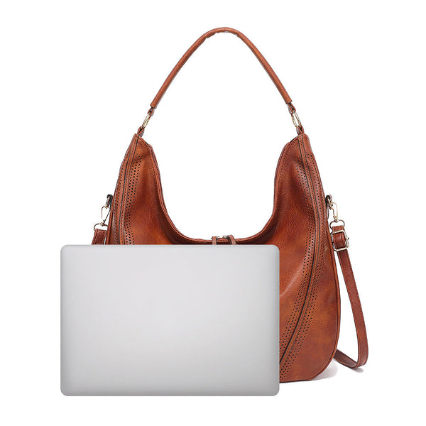 Brown Faux Leather Hobo Bag Large Shoulder Tote With Coin Purse Women's Bags & Handbags