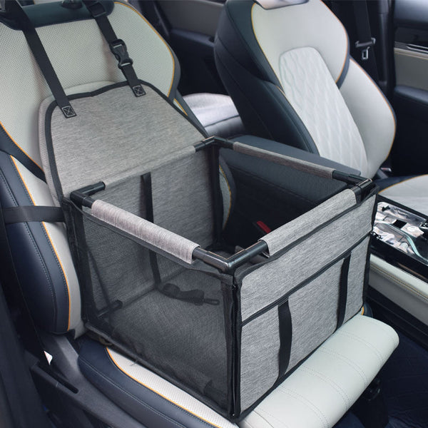 Light Gray Dog Car Seat Mesh Booster For Small Pets Pet Transport
