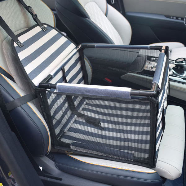 Stripe Easy Install Dog Car Seat Mesh Booster For Small Pets Pet Transport