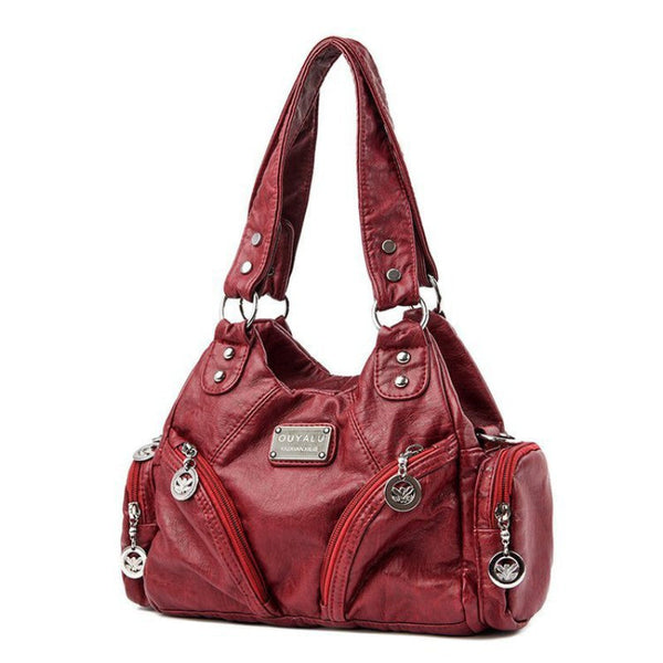 Elosung Soft Leather Biker Bag Shoulder Crossbody Handbag Women's Bags & Handbags