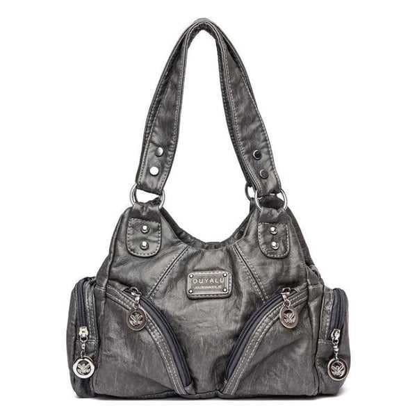 Elosung Soft Leather Biker Bag Shoulder Crossbody Handbag Women's Bags & Handbags