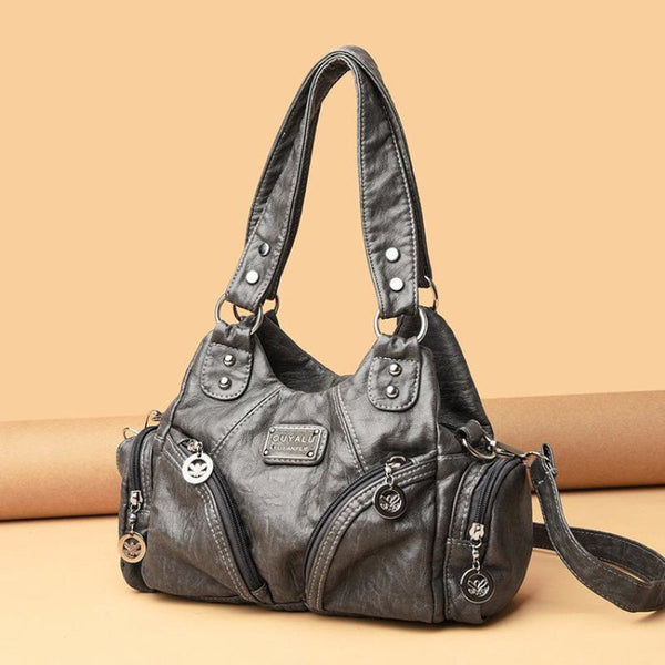 Elosung Soft Leather Biker Bag Shoulder Crossbody Handbag Women's Bags & Handbags