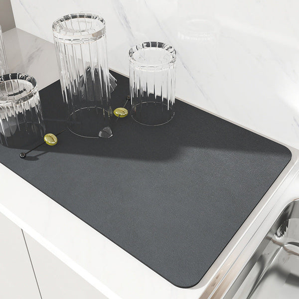 Dark Gray Kitchen Drying Mat Super Absorbent Dish Cup Drainer Pad 40X50cm Kitchen Bench Mats
