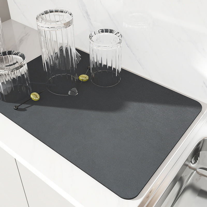 Dark Gray Kitchen Drying Mat Super Absorbent Dish & Cup Drainer Pad 50X60cm Kitchen Bench Mats
