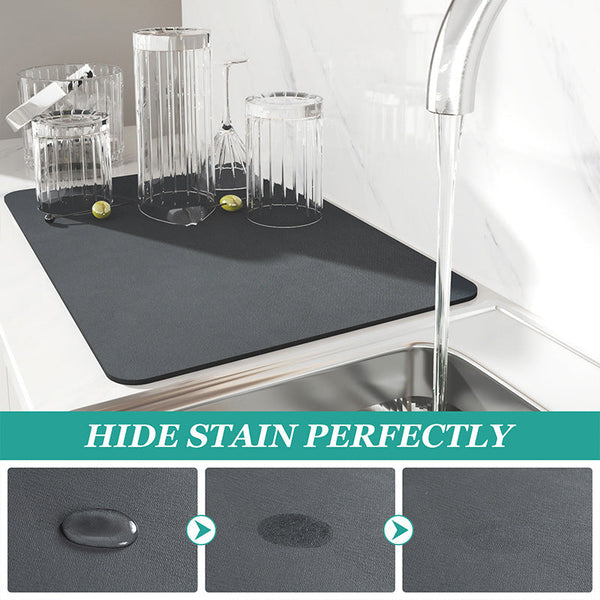 2 Pcs Blue Kitchen Drying Mat Super Absorbent Dish Cup Drainer Pad 30X40cm Kitchen Bench Mats