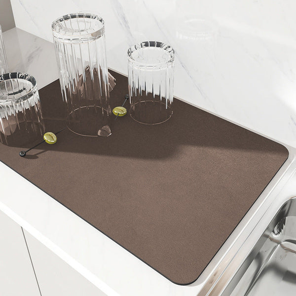 2 Pcs Brown Kitchen Drying Mat Super Absorbent Dish Cup Drainer Pad 30X40cm Kitchen Bench Mats