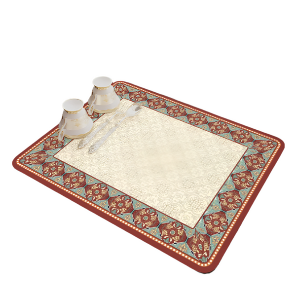 2 Pcs Red Patterns Kitchen Drying Mat Super Absorbent Dish And Cup Drainer Pad 30X40cm Kitchen Bench Mats