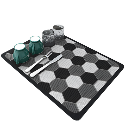 2 Pcs Hexagonal Patterns Kitchen Drying Mat Super Absorbent Dish And Cup Drainer Pad 30X40cm Kitchen Bench Mats