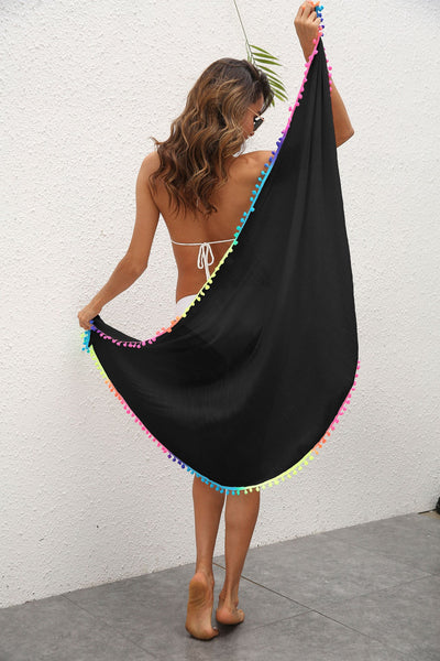 68 X 163Cm Women's Beach Cover Up With Tassels Summer Sun Protection Sarong Swimwear