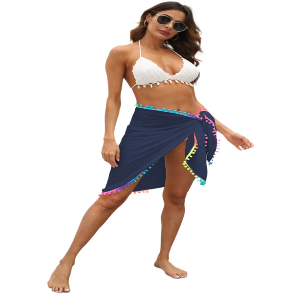 68 X 163Cm Women's Beach Cover Up With Tassels Summer Sun Protection Sarong Swimwear