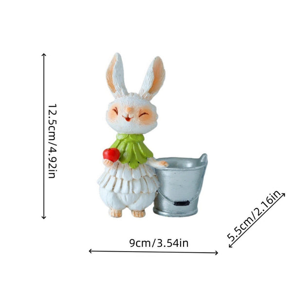 Purple Bunny With Vegetables Whimsical Garden Decor Easter Flower Pot Statue Seasonal Decorations