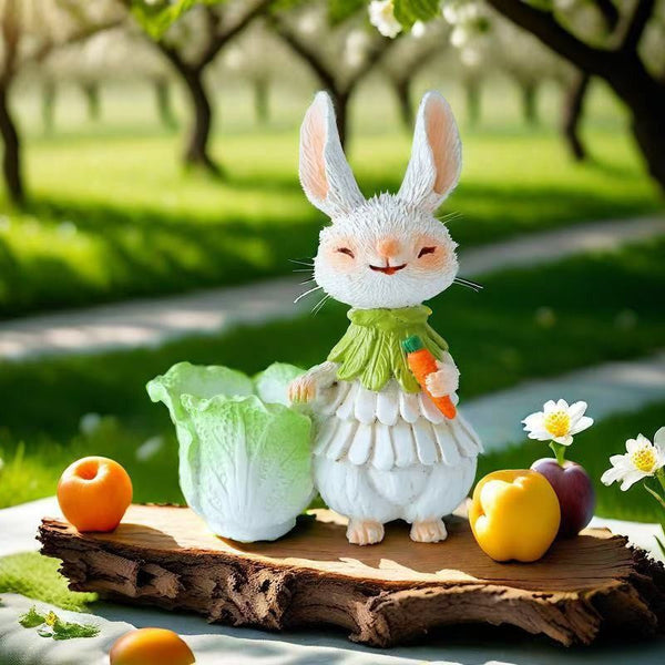 Green Bunny With Bucket Whimsical Garden Decor Easter Flower Pot Statue Seasonal Decorations