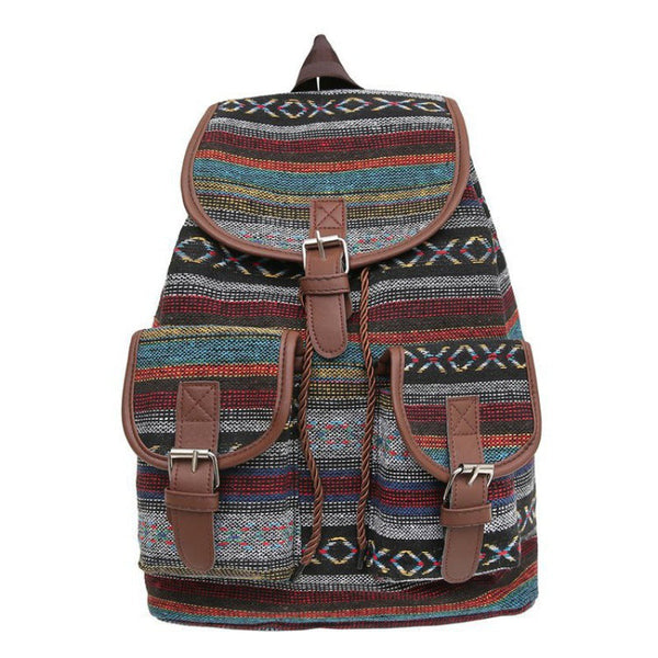 Blue Stripes Boho Pattern Backpack Stylish Casual For Everyday Women Backpacks