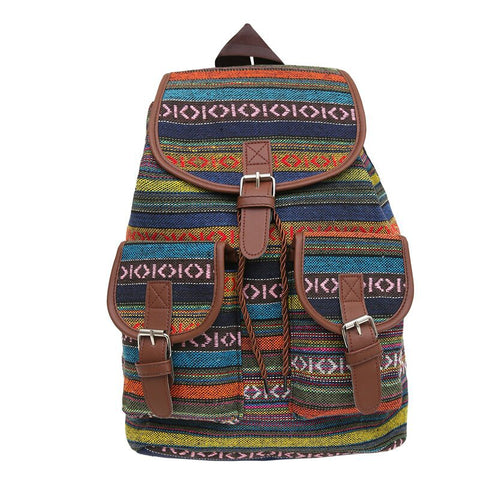 Yellow Stripes Boho Pattern Backpack Stylish Casual For Everyday Women Backpacks