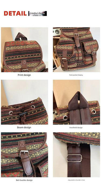 Yellow Stripes Boho Pattern Backpack Stylish Casual For Everyday Women Backpacks