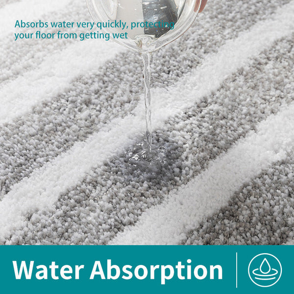 Gray Stripes Absorbent Striped Bathroom Rug Non Slip Mat 50X80cm Bath Mats Rugs & Toilet Covers
