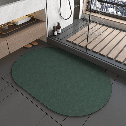 Oval Dark Green Quick Dry Absorbent Non Slip Bath Rug Bathroom Kitchen 45X70cm Bath Mats Rugs & Toilet Covers