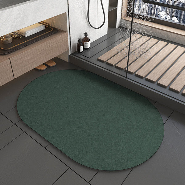 Oval Dark Green Quick Dry Absorbent Non Slip Bath Rug Bathroom Kitchen 50X80cm Bath Mats Rugs & Toilet Covers