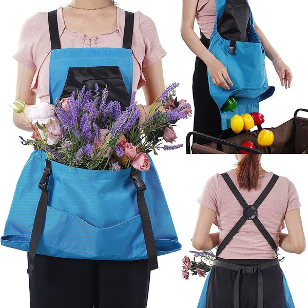 Elosung Gray Harvesting Apron Outdoor Picking Bag Gardening Tool Large Pocket Release Design Tool Carriers Aprons & Belts