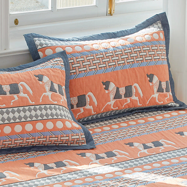 Elosung Orange Horse Soft Cotton Gauze Pillowcase Set Breathable Non Slip Core Not Included 56X80cm Pillow Cases