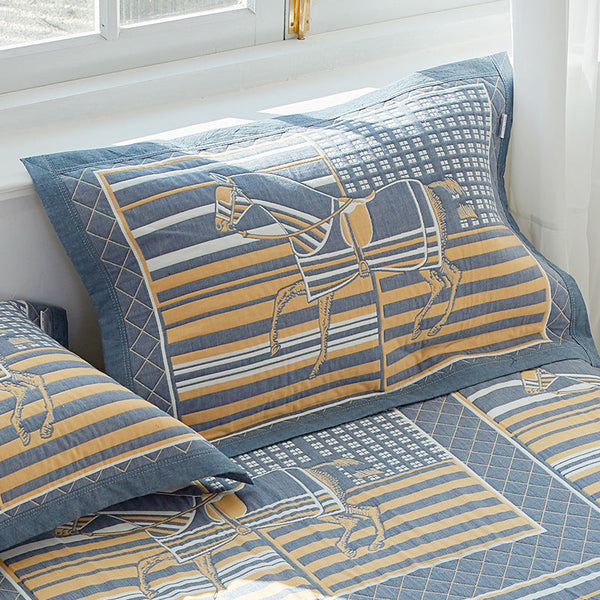 Elosung Race Soft Cotton Gauze Pillowcase Set Breathable Non Slip Extra Large 56X80cm Pillow Cases