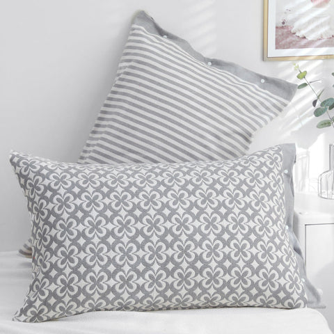 Elosung 1 Pair Of Gray Petals Snap On Cotton Gauze Pillowcases Cores Not Included Pillow Cases