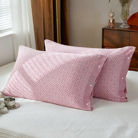 Elosung 1 Pair Of Pink Prism Snap On Cotton Gauze Pillowcase Set Without Core Pillow Cases